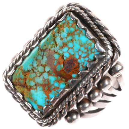 sz8.5 c1930 Navajo red spiderweb turquoise sterling silver size 8.5 ring