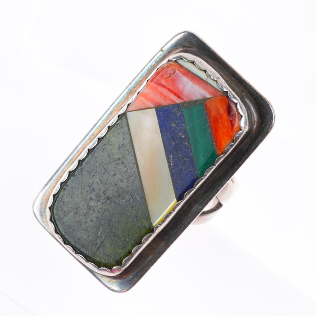 sz9 Jimmy Calabaza, “Ca’Win” Santo Domingo sterling silver inlaid ring