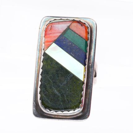 sz9 Jimmy Calabaza, “Ca’Win” Santo Domingo sterling silver inlaid ring