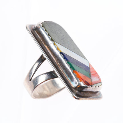 sz9 Jimmy Calabaza, “Ca’Win” Santo Domingo sterling silver inlaid ring