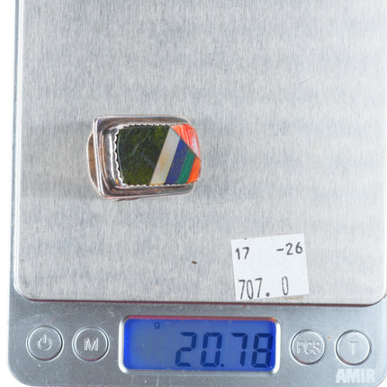 sz9 Jimmy Calabaza, “Ca’Win” Santo Domingo sterling silver inlaid ring