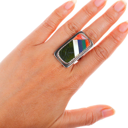 sz9 Jimmy Calabaza, “Ca’Win” Santo Domingo sterling silver inlaid ring