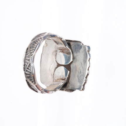 sz10 vintage Navajo sterling silver high grade turquoise deep stamped ring