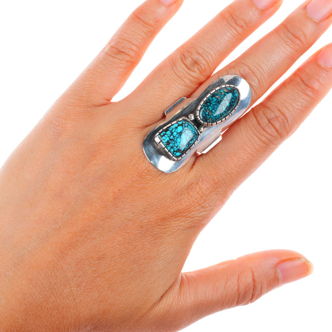 sz9.25 vintage RG southwest sterling silver high grade spiderweb turquoise ring