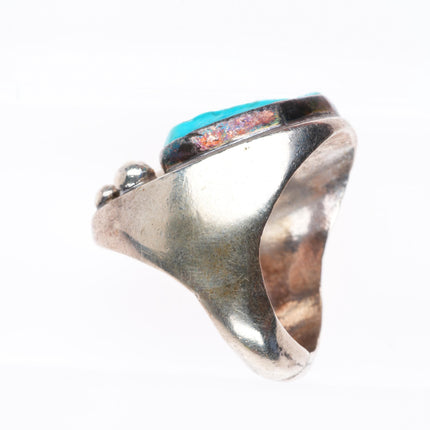sz11 vintage Navajo sterling silver men's ring with turquoise size 11