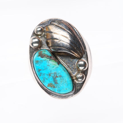 sz11 vintage Navajo sterling silver men's ring with turquoise size 11