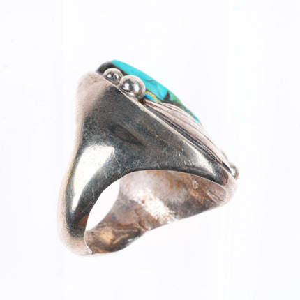 sz11 vintage Navajo sterling silver men's ring with turquoise size 11