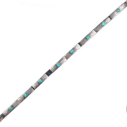 Vintage Navajo sterling silver turquoise on leather concho belt style hatband
