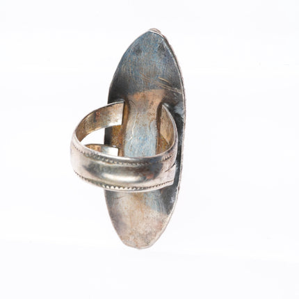 sz5 vintage Navajo sterling silver turquoise yellow mother of pearl shell ring