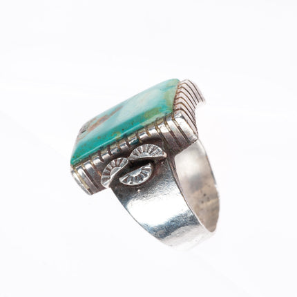 sz9 vintage Navajo sterling silver green turquoise size 9 ring