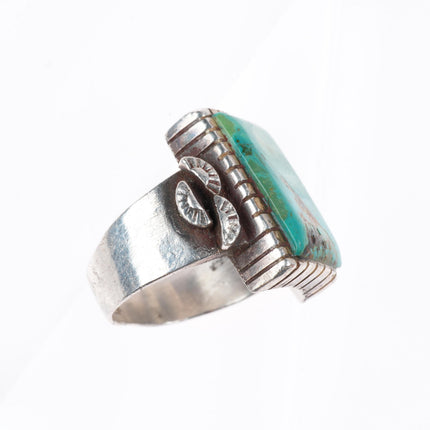 sz9 vintage Navajo sterling silver green turquoise size 9 ring