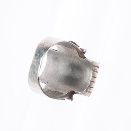 sz9 vintage Navajo sterling silver green turquoise size 9 ring
