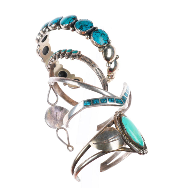 6"-6.5" Vintage southwestern/Navajo sterling silver cuff bracelet lot turquoise