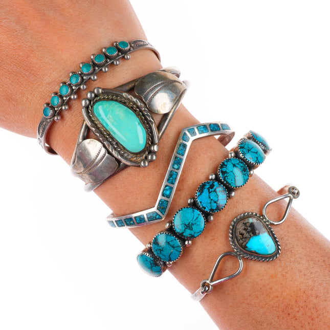 6"-6.5" Vintage southwestern/Navajo sterling silver cuff bracelet lot turquoise