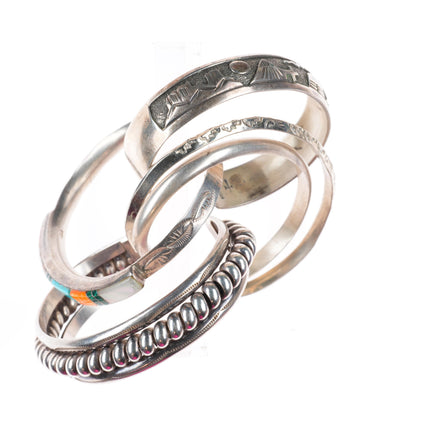 6"-7" Vintage southwestern/Navajo sterling silver cuff bracelet lot turquoise