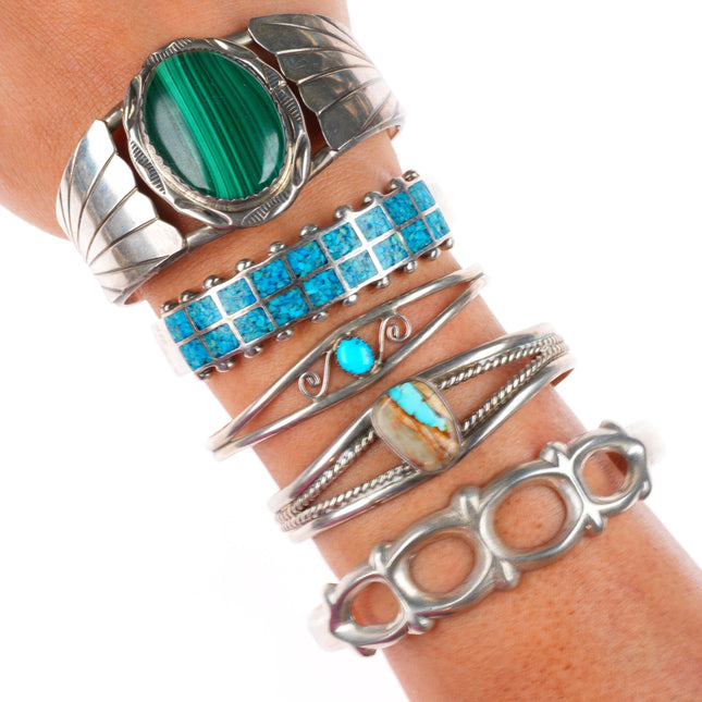 6"-6.7" Vintage southwestern/Navajo sterling silver cuff bracelet lot turquoise