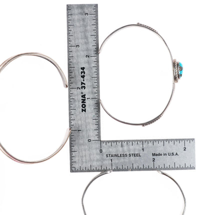 6.4"-6.7" Vintage southwest/Navajo sterling silver cuff bracelet lot turquoise