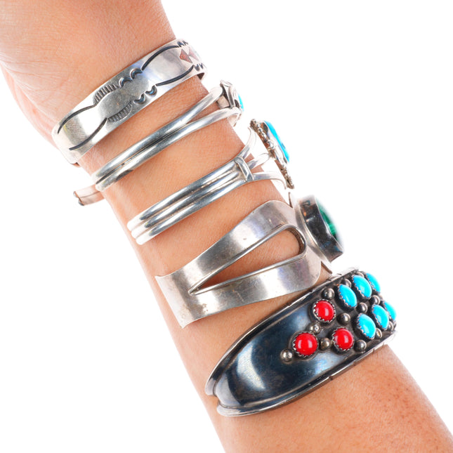 6"-6.6" Vintage southwest/Navajo sterling silver cuff bracelet lot turquoise