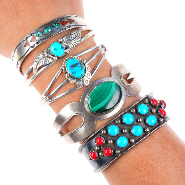 6"-6.6" Vintage southwest/Navajo sterling silver cuff bracelet lot turquoise