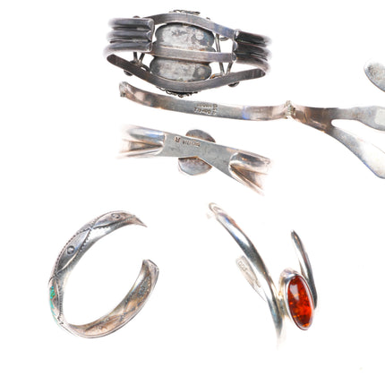 6.3"-7" Vintage southwest/Navajo sterling silver cuff bracelet lot turquoise