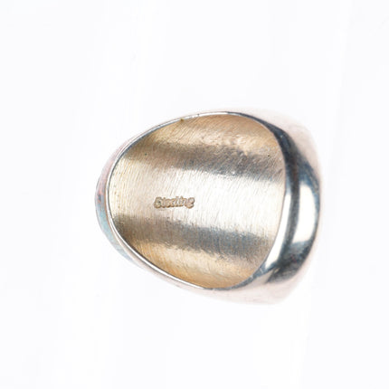 sz11 Vintage Zuni sterling silver large intarsia inlay size 11 men's ring