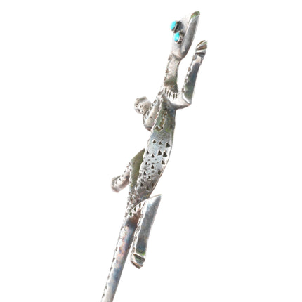 Vintage Navajo sterling silver salamander letter opener snake eye turquoise