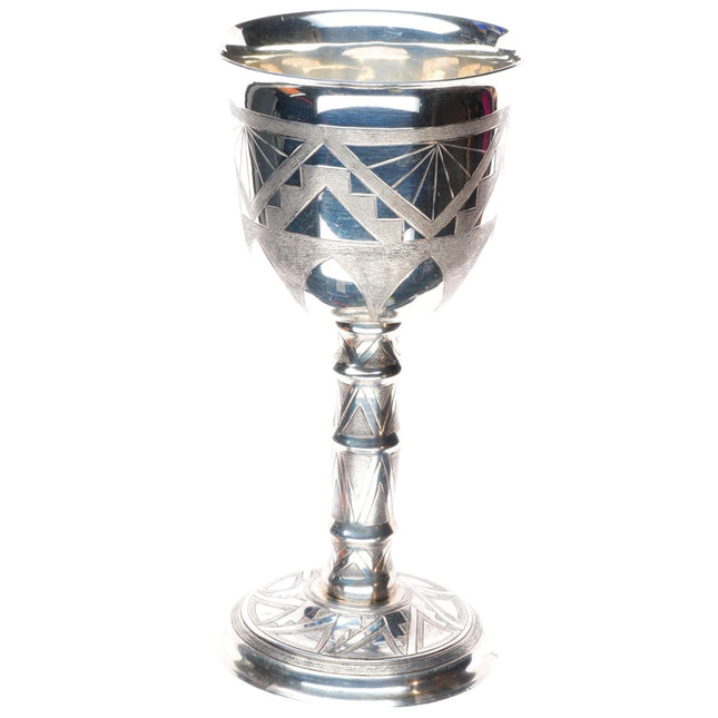 White Buffalo-Comanche Mike Perez sterling silver engraved goblet/chalice