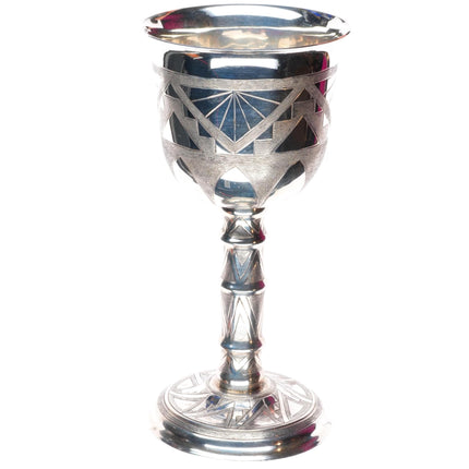 White Buffalo-Comanche Mike Perez sterling silver engraved goblet/chalice