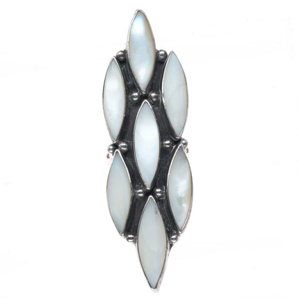 sz7 long vintage Navajo sterling silver mother of pearl shell cluster ring