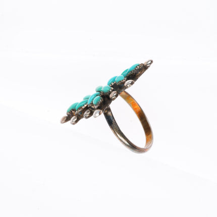 sz3.25 vintage Zuni sterling silver turquoise needlepoint snowflake ring