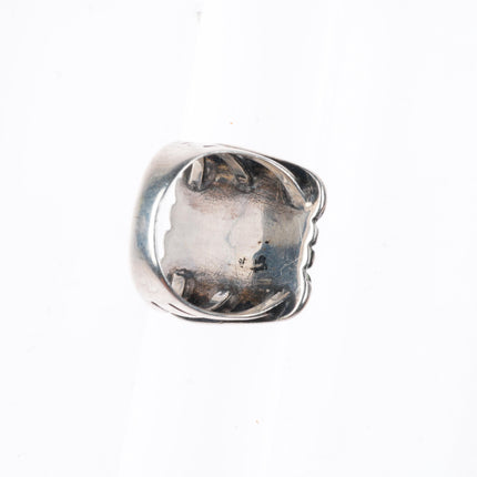 sz5.5 c1930's vintage Navajo sterling silver Cerrillos green turquoise ring