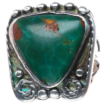 sz5.5 c1930's vintage Navajo sterling silver Cerrillos green turquoise ring