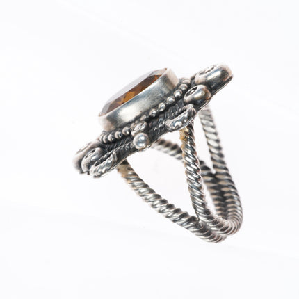 sz9 vintage Navajo sterling silver twisted wire citrine ring Running Bear shop