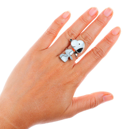 sz7 Carmichael Walela Zuni Zunitoons sterling silver snoopy inlaid ring