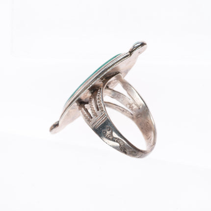 sz7.25 1930-40's Vintage Navajo sterling silver turquoise snake eye accent ring
