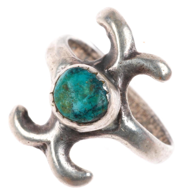 sz6 vintage early Navajo cast sterling silver ring with turquoise size 6 ring