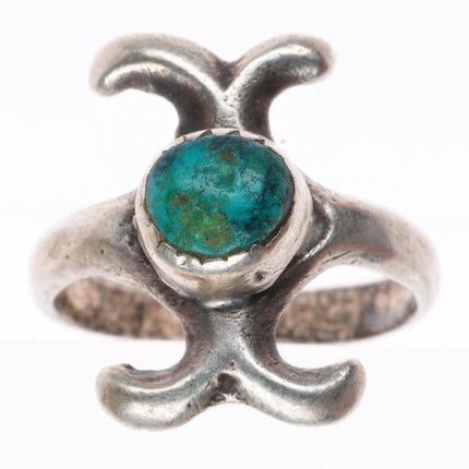 sz6 vintage early Navajo cast sterling silver ring with turquoise size 6 ring