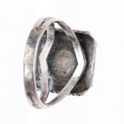 sz6.75 vintage 1930-40's Navajo sterling silver Cerrillos turquoise 2 stone ring