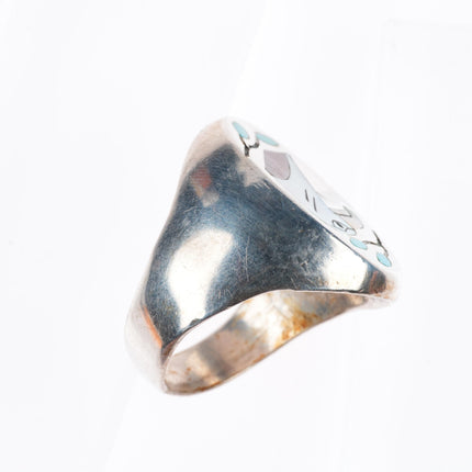 sz12 vintage Zuni sterling silver inlaid eagle men's size 12 ring