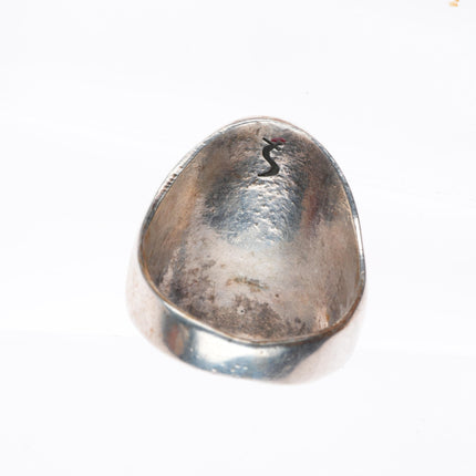 sz12 vintage Zuni sterling silver inlaid eagle men's size 12 ring