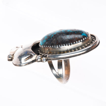 sz7.75 big vintage Navajo sterling silver ring with nice turquoise
