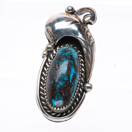 sz7.75 big vintage Navajo sterling silver ring with nice turquoise