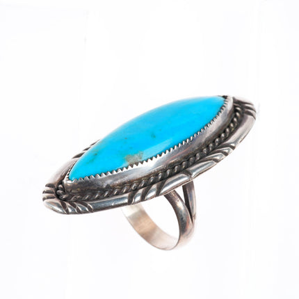 sz8 Nettie long Navajo sterling silver vintage turquoise large size 8 ring