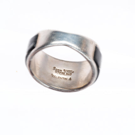 sz12 Juan Willie Navajo Valentin A gem turquoise inlay sterling silver ring