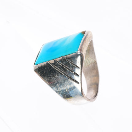 sz12 vintage Navajo sterling silver square turquoise men's ring