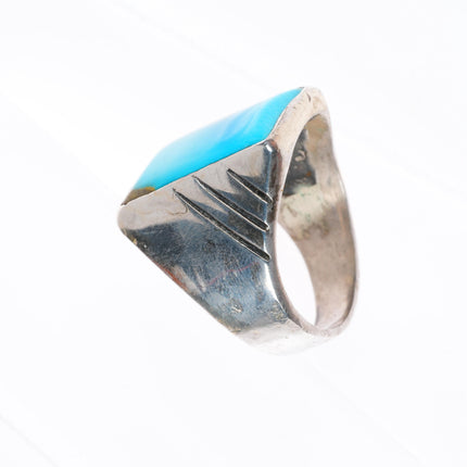 sz12 vintage Navajo sterling silver square turquoise men's ring