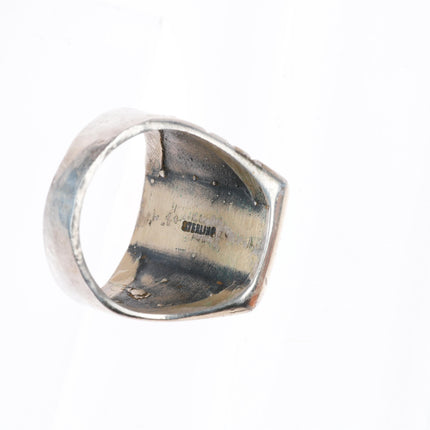 sz12 vintage Navajo sterling silver square turquoise men's ring