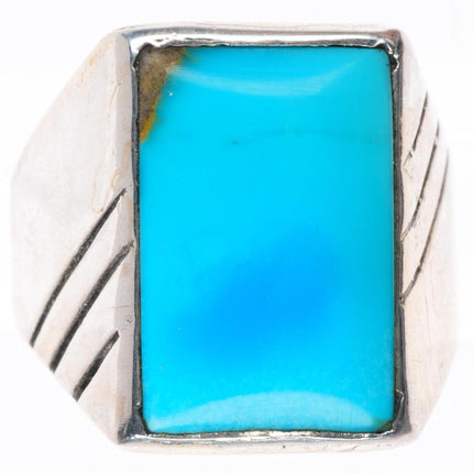 sz12 vintage Navajo sterling silver square turquoise men's ring