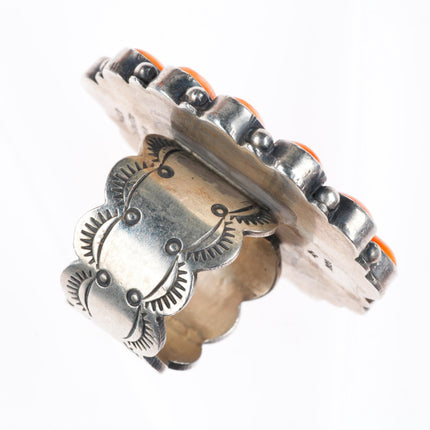 sz9.5 Big M&R Calladitto Navajo sterling silver turquoise-spiny oyster ring