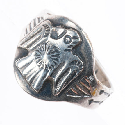 sz9.75 c1930's Navajo Fred Harvey Era sterling silver thunderbird ring